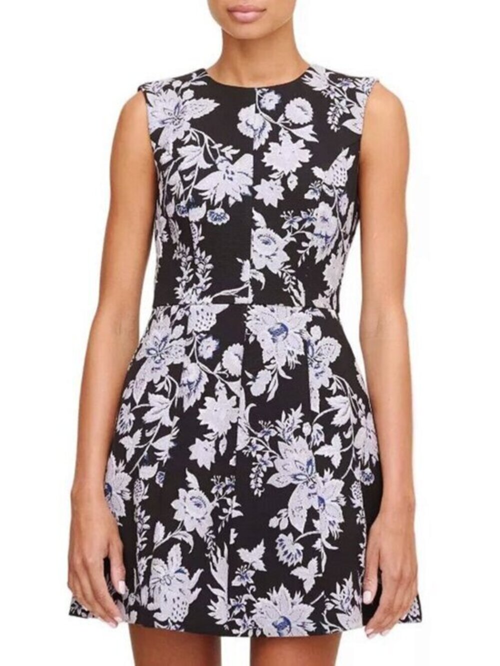 New Hill House Joelle Metallic Floral Mini Dress Black Purple L $328